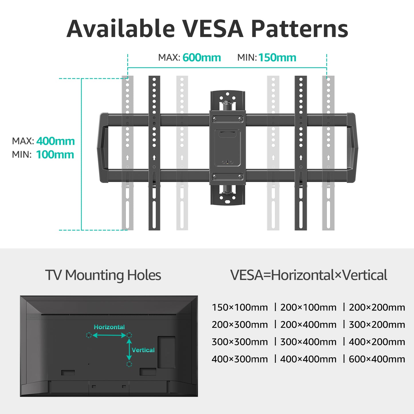 MOUNT PRO Full Motion TV Wall Mount 37.9" Long Arm TV Wall Mount for Most 42-75 Inch TVs, Max VESA 600x400mm and 99lbs Corner TV Wall Mount with Long Extension & Tilt & Swivel Articulating Arm