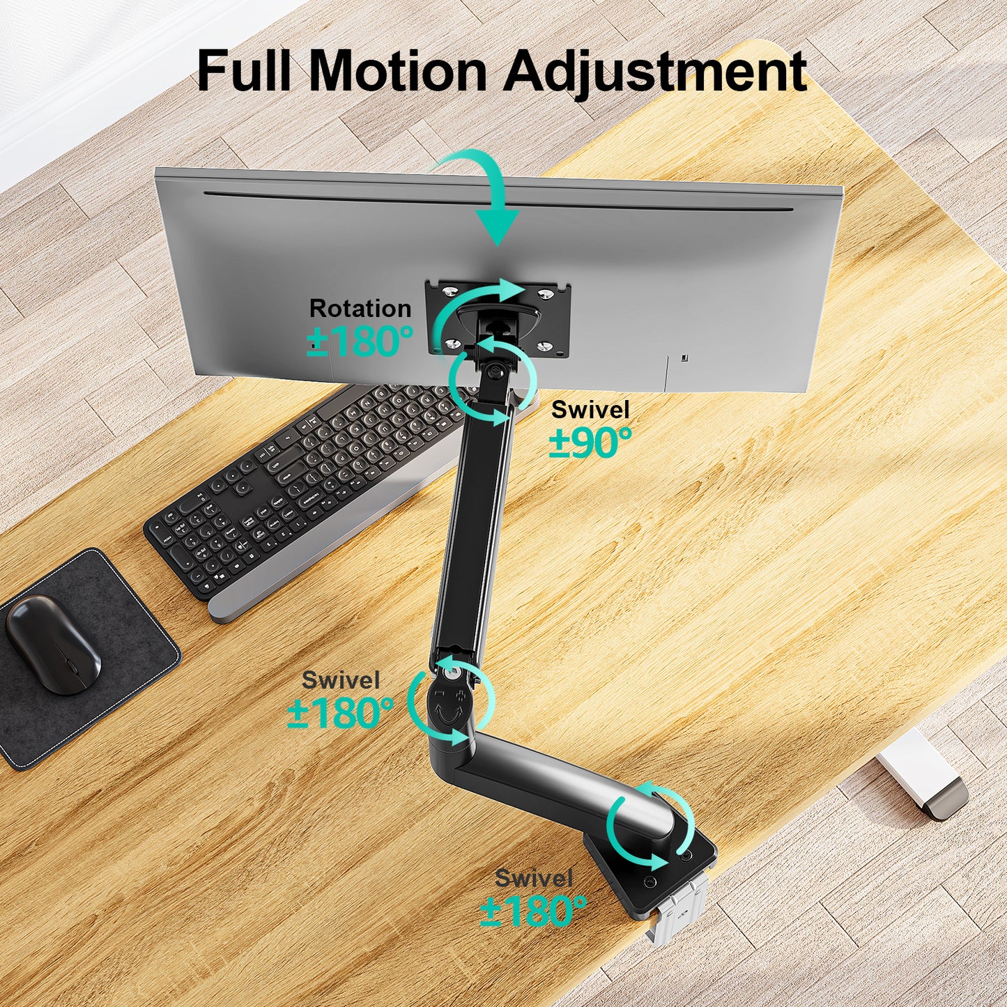 MOUNT PRO Single Monitor Desk Mount for 13-32 Inch Screen,Adjustable Gas Spring Monitor Arm with Tilt,Swivel,Rotatable,VESA Mounts Fit 4.4-19.8 lbs