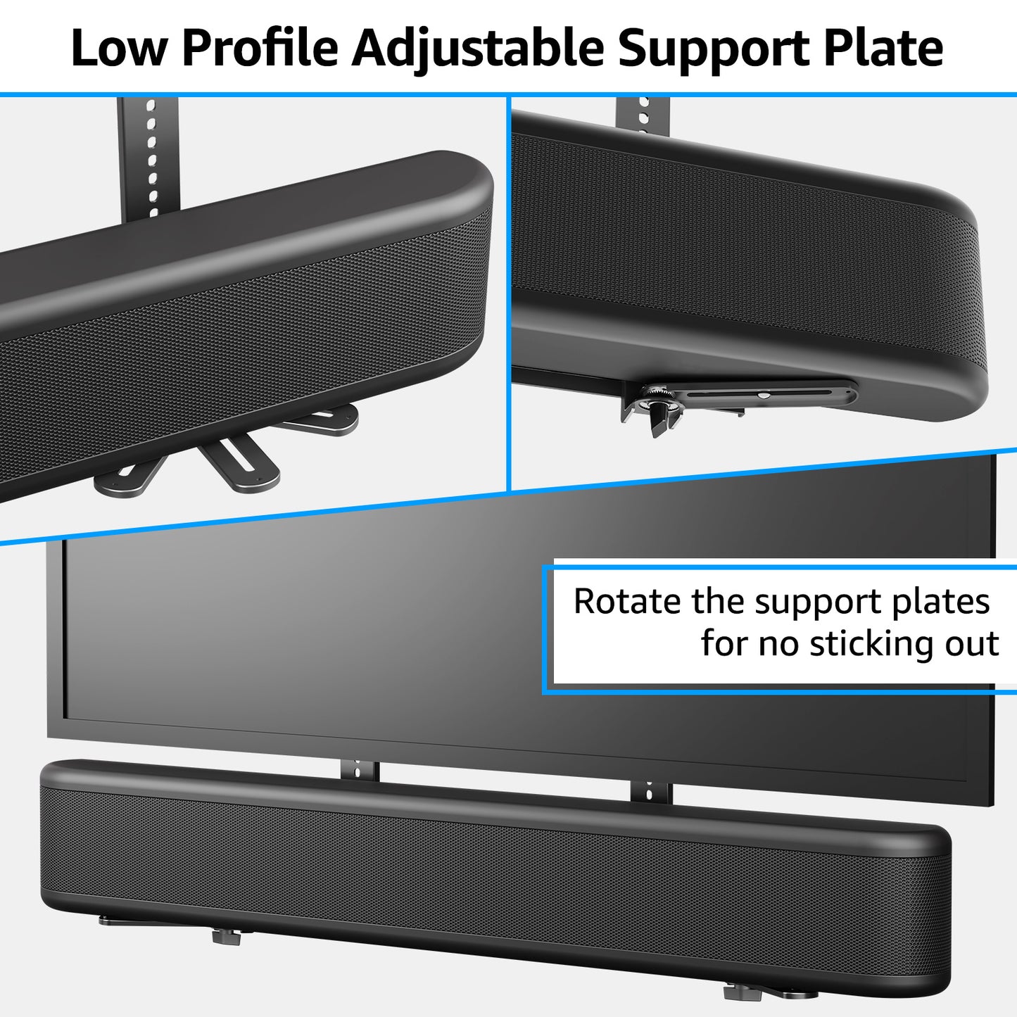 MOUNT PRO Universal Soundbar Mount, Sound Bar TV Bracket with 31.5" Longer Bracket Mounting Above or Under TV for Large TV, 6.5" Holder Swivel to Fit Various Soundbar, Up to 20 LBS
