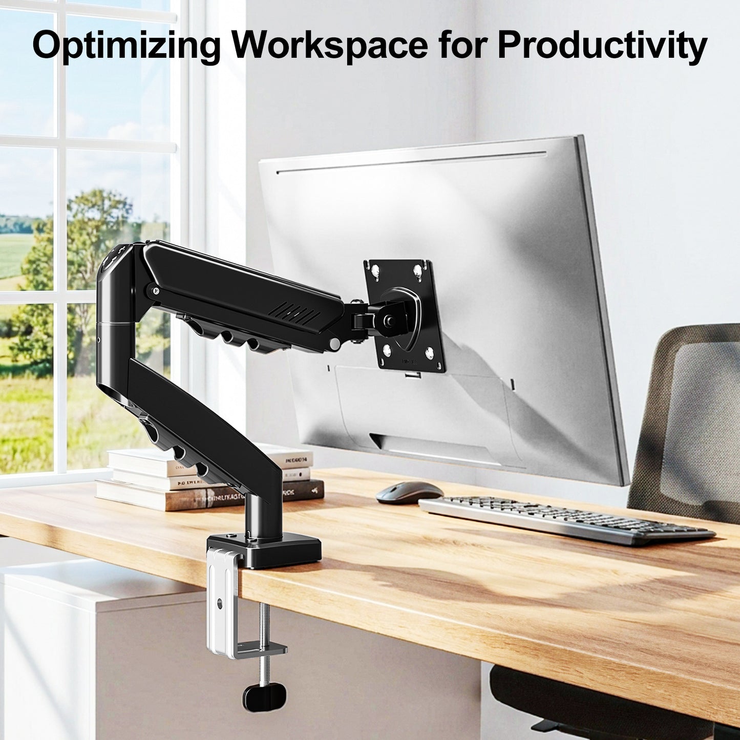 MOUNT PRO Single Monitor Desk Mount for 13-32 Inch Screen,Adjustable Gas Spring Monitor Arm with Tilt,Swivel,Rotatable,VESA Mounts Fit 4.4-19.8 lbs