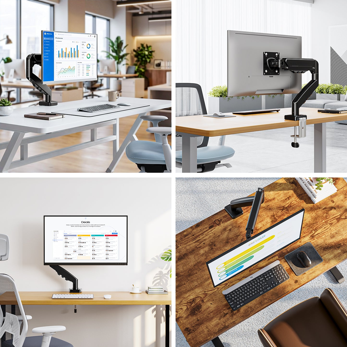 MOUNT PRO Single Monitor Desk Mount for 13-32 Inch Screen,Adjustable Gas Spring Monitor Arm with Tilt,Swivel,Rotatable,VESA Mounts Fit 4.4-19.8 lbs