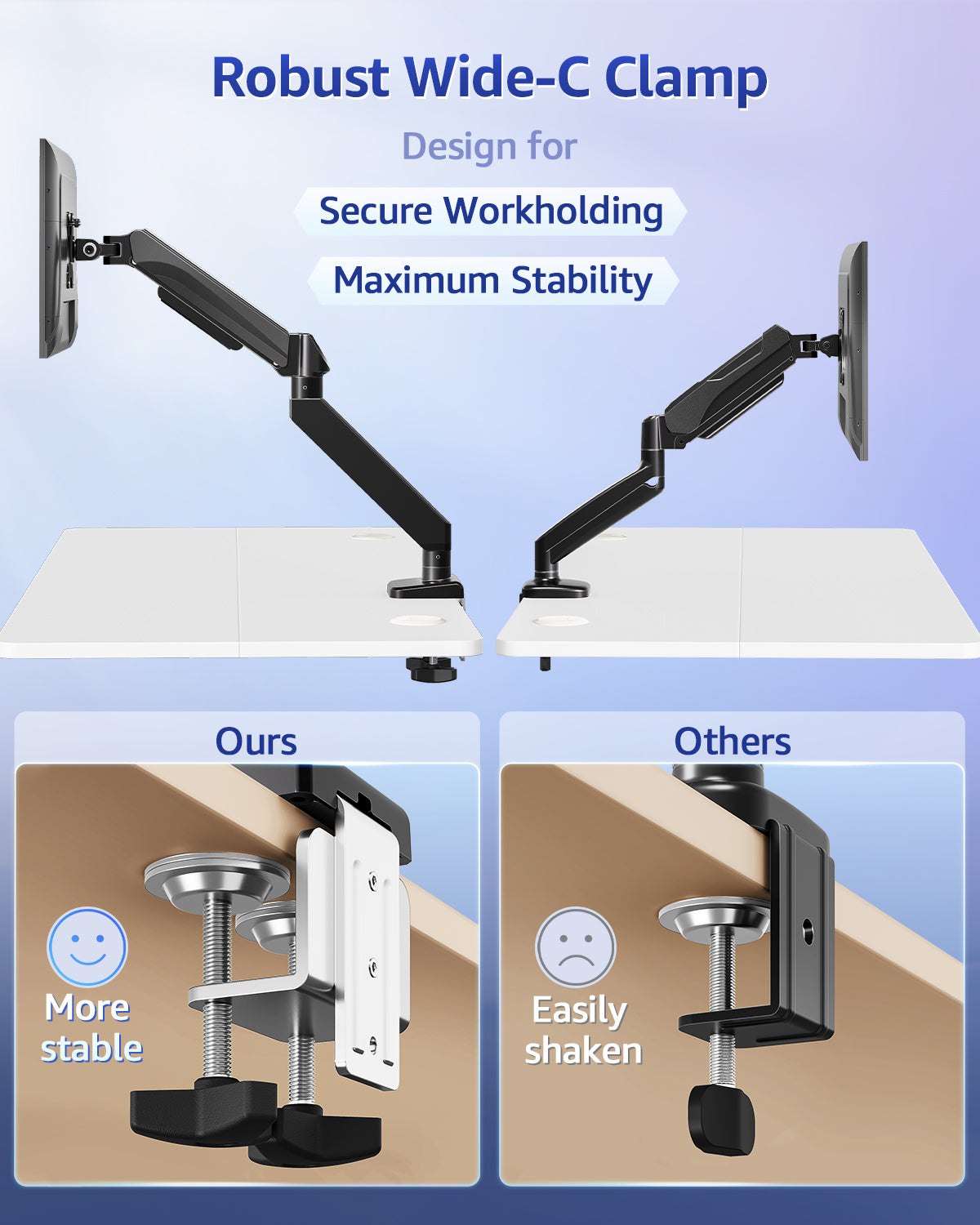 MOUNT PRO Monitor Arm Heavy Duty Gas Spring Monitor Mount for Ultrawide Monitors up to 42 Inch, VESA Mount Desk Monitor Stand Supports 4.4-33 lbs