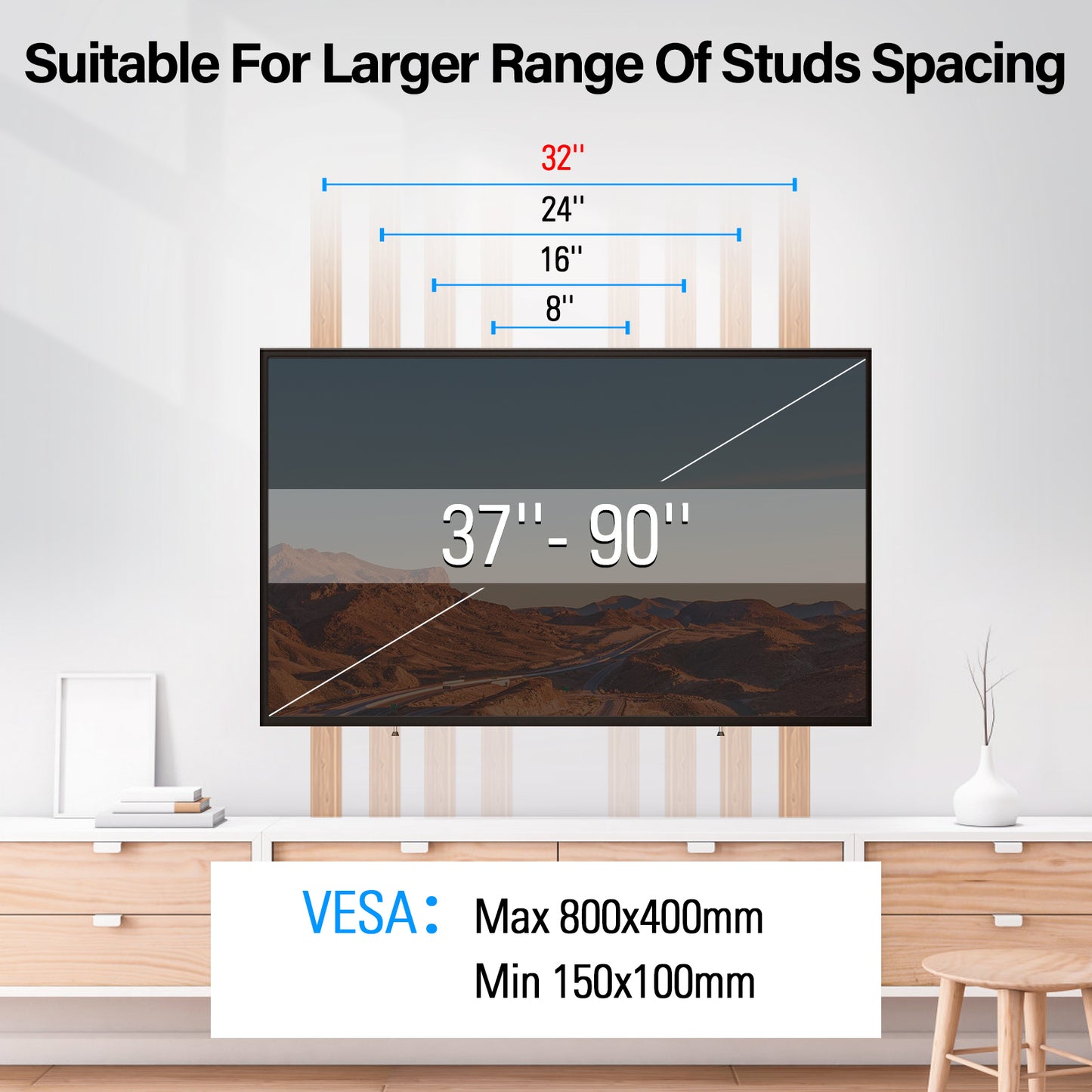 MOUNT PRO Tilting TV Wall Mount for 37''-86" TVs, Supports Televisions Weighing Up to 120lbs