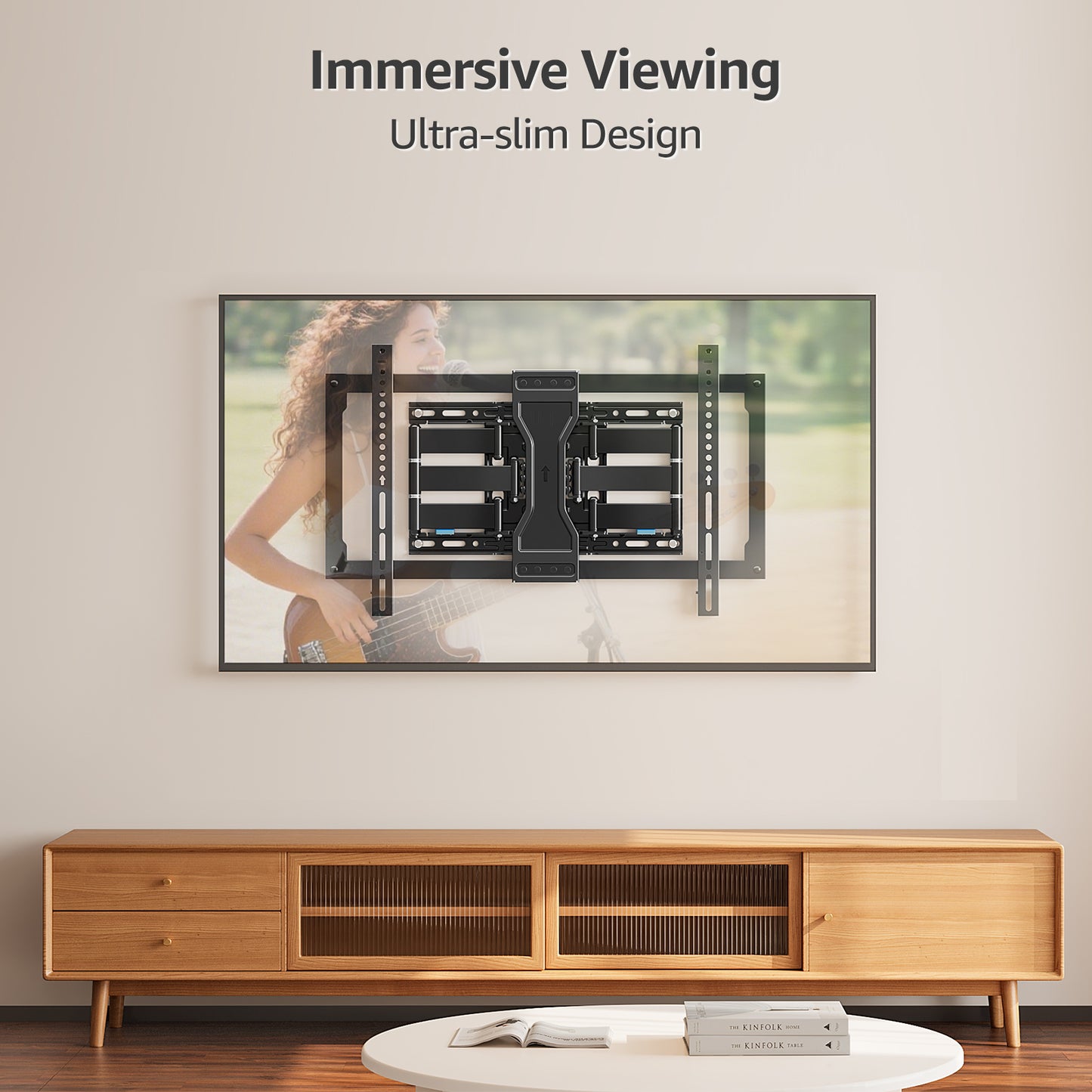 MOUNT PRO Heavy Duty Ultra-Slim Full Motion TV Wall Mount for Most 37-90 Inch TVs up to 132lbs, Max VESA 600x400mm, Six-Arm Bearing Smooth Swivel TV Mount