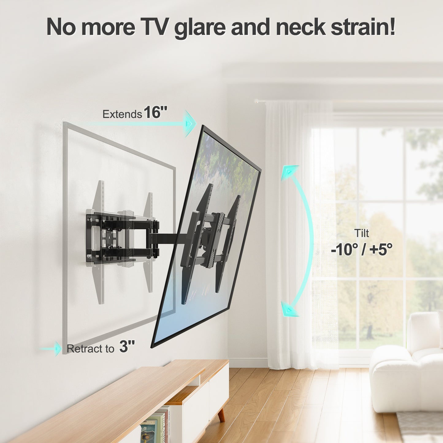 MOUNT PRO Full Motion TV Wall Mount for Most 42-82 inch TVs, Wall Mount Bracket with Articulating Swivel and Tilt, Max VESA 600x400mm, Holds up to 100lb