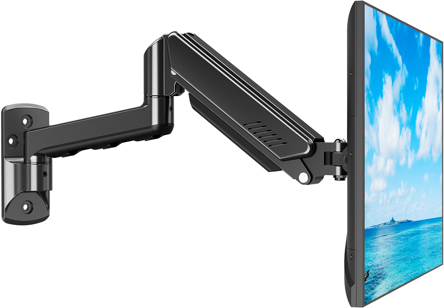 MOUNT PRO Monitor Wall Mount for Max 32" Screen, Gas Spring Height Adjustable Single Monitor Arm, Supports 4.4-19.8 lbs Screen for Home Office
