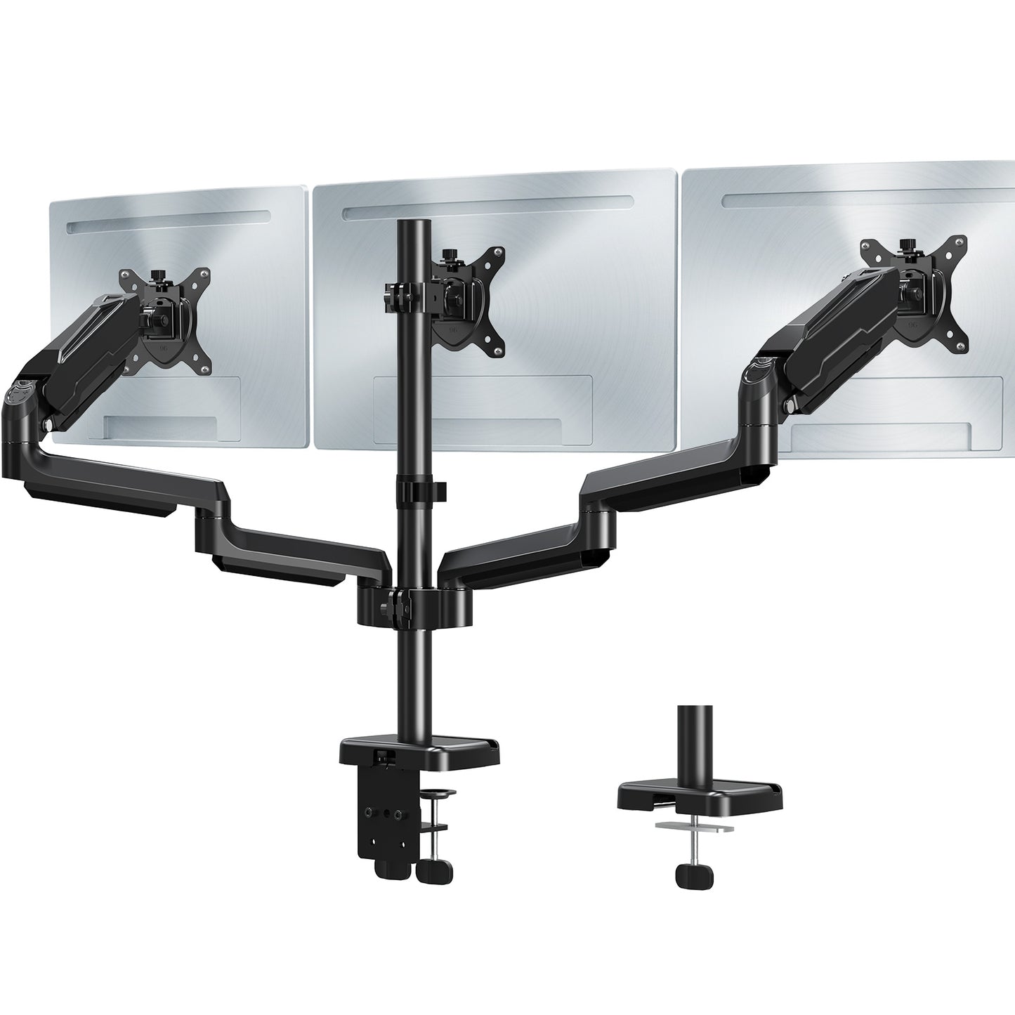 MOUNT PRO Gas Spring Arm Triple Desk Monitor Mount with Dual C-Clamp for 3 Screens up to 32 Inches, Supports 4.4-19.8 lb Display for Home Office & Gaming
