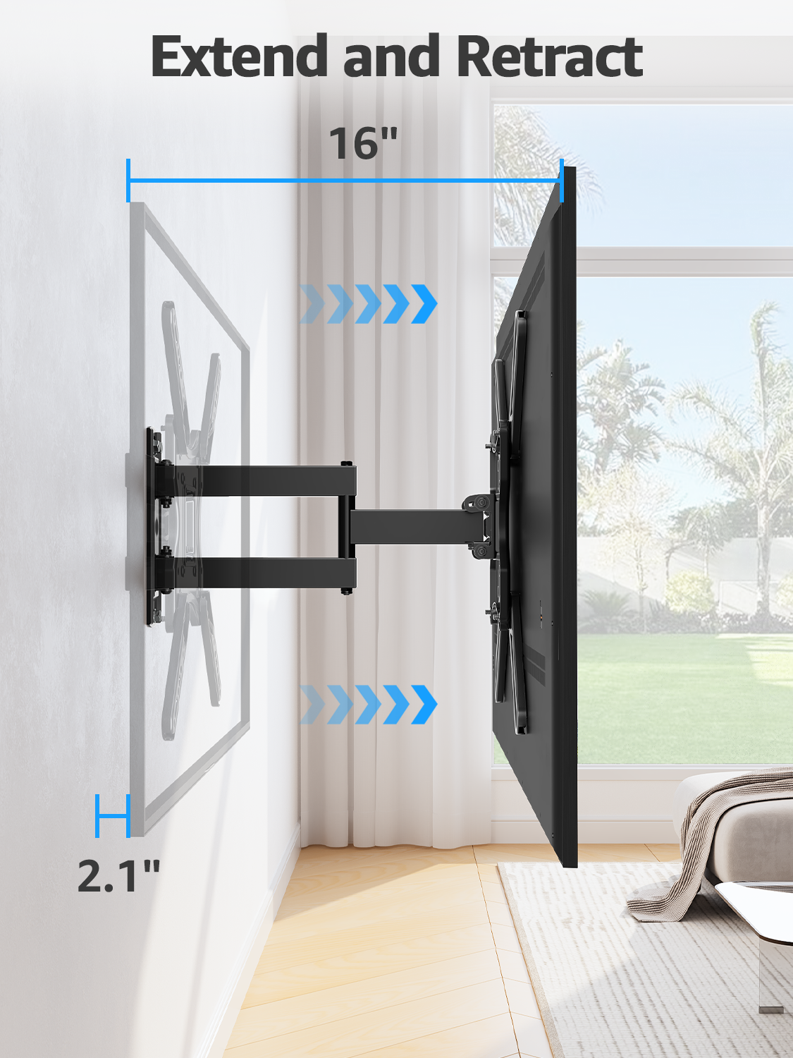 MOUNT PRO Full Motion TV Wall Mount for Most 20-55 inch Flat Curved TVs,Tilting TV Mount with Swivels Articulating Arms Max VESA 400X400mm, 77lbs