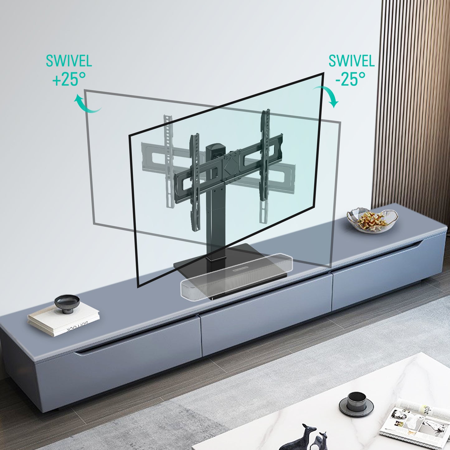 MOUNT PRO Universal Table Top TV Stand for 37-75" TVs Flat Screen with 9 Height Adjustable, Desktop TV Base with Tempered Glass Base, Max 600x400mm, Holds up to 88 lbs