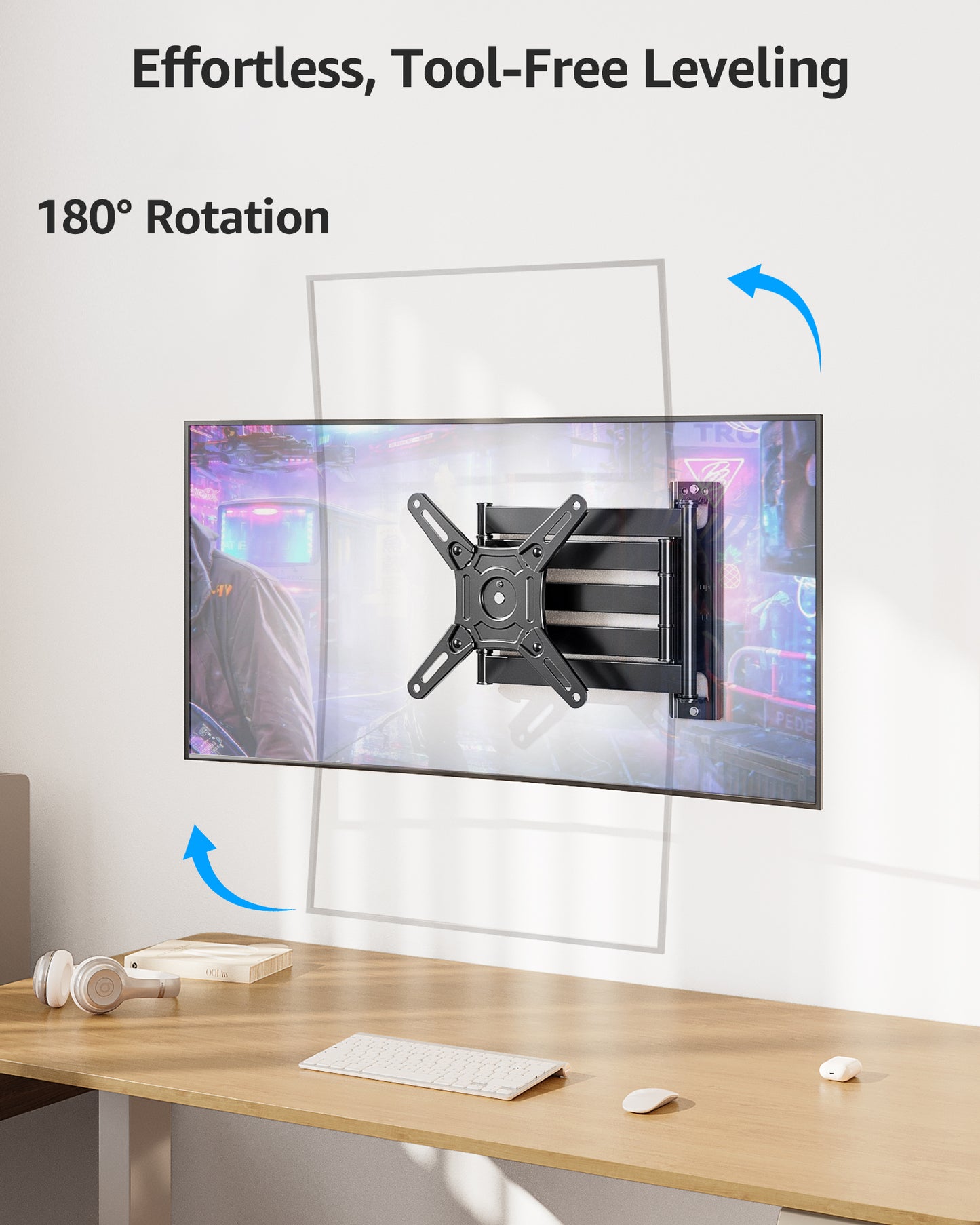 MOUNT PRO Full Motion Long Five-Arm TV Wall Mount for Most 13-42 inch Flat Curved TVs,Tilting TV Mount with Swivels Articulating Arms Max VESA 200X200mm, 44lbs