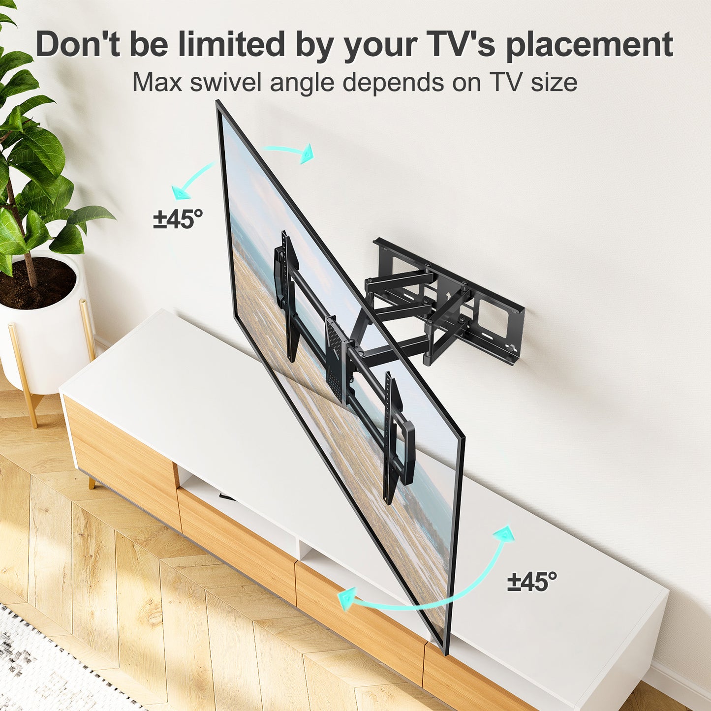 MOUNT PRO Full Motion TV Wall Mount for Most 42-82 inch TVs, Wall Mount Bracket with Articulating Swivel and Tilt, Max VESA 600x400mm, Holds up to 100lb