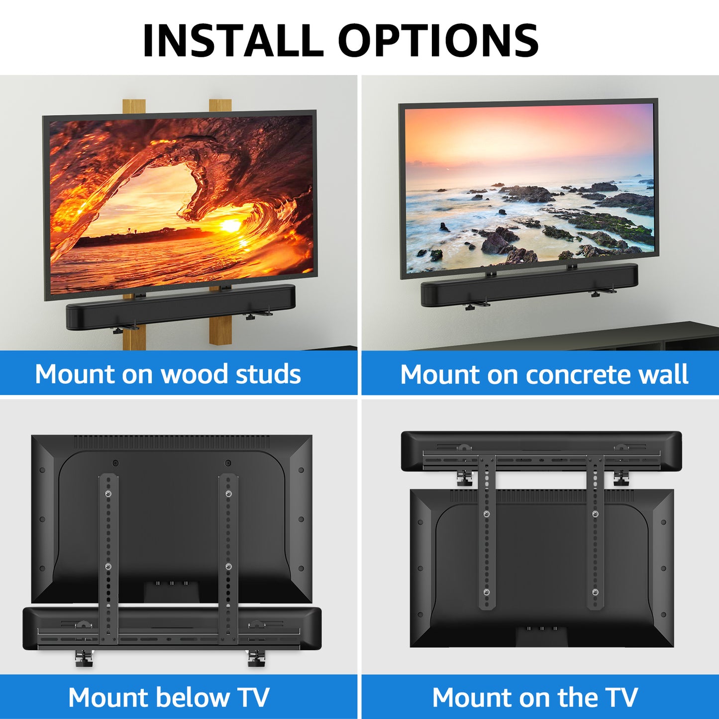 MOUNT PRO Universal Soundbar Mount, Sound Bar TV Bracket with 17.7" Longer Bracket Mounting Above or Under TV with/Without Holes, 6.5" Holder Swivel to Fit Various Soundbar, Up to 20 LBS