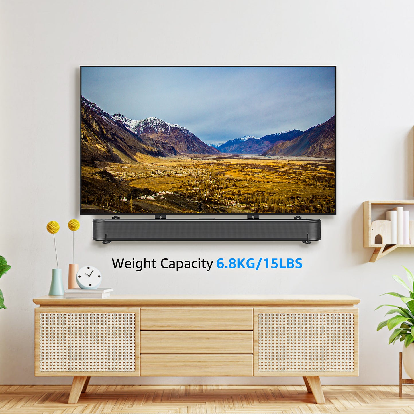 MOUNT PRO Universal Soundbar Mount, Sound Bar TV Bracket with 31.5" Longer Bracket Mounting Above or Under TV with/Without Holes, 6.5" Holder Swivel to Fit Various Soundbar, Up to 13 LBS