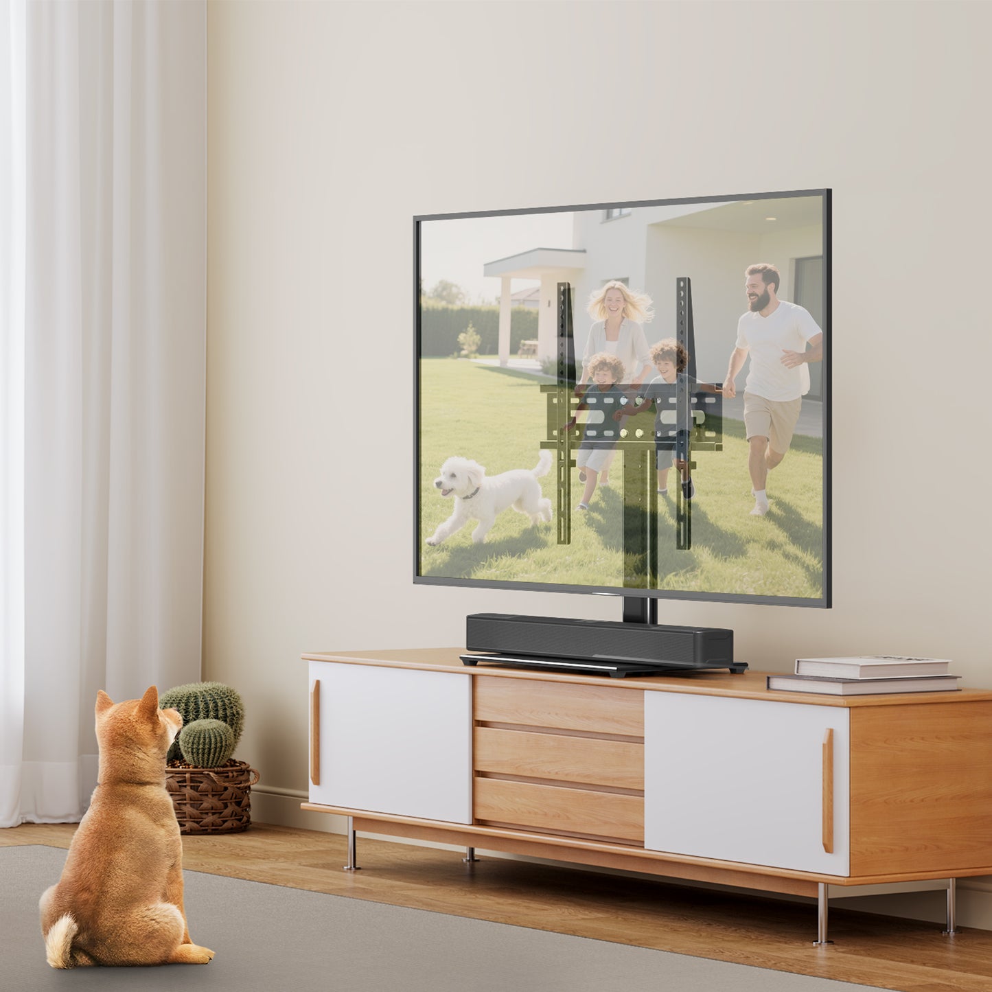 MOUNT PRO Universal Tabletop TV Stand for 24-60 inch TVs Flat Screens, Desktop TV Base with 5 Level Height Adjustable Tempered Glass Base Holds up to 88 lbs