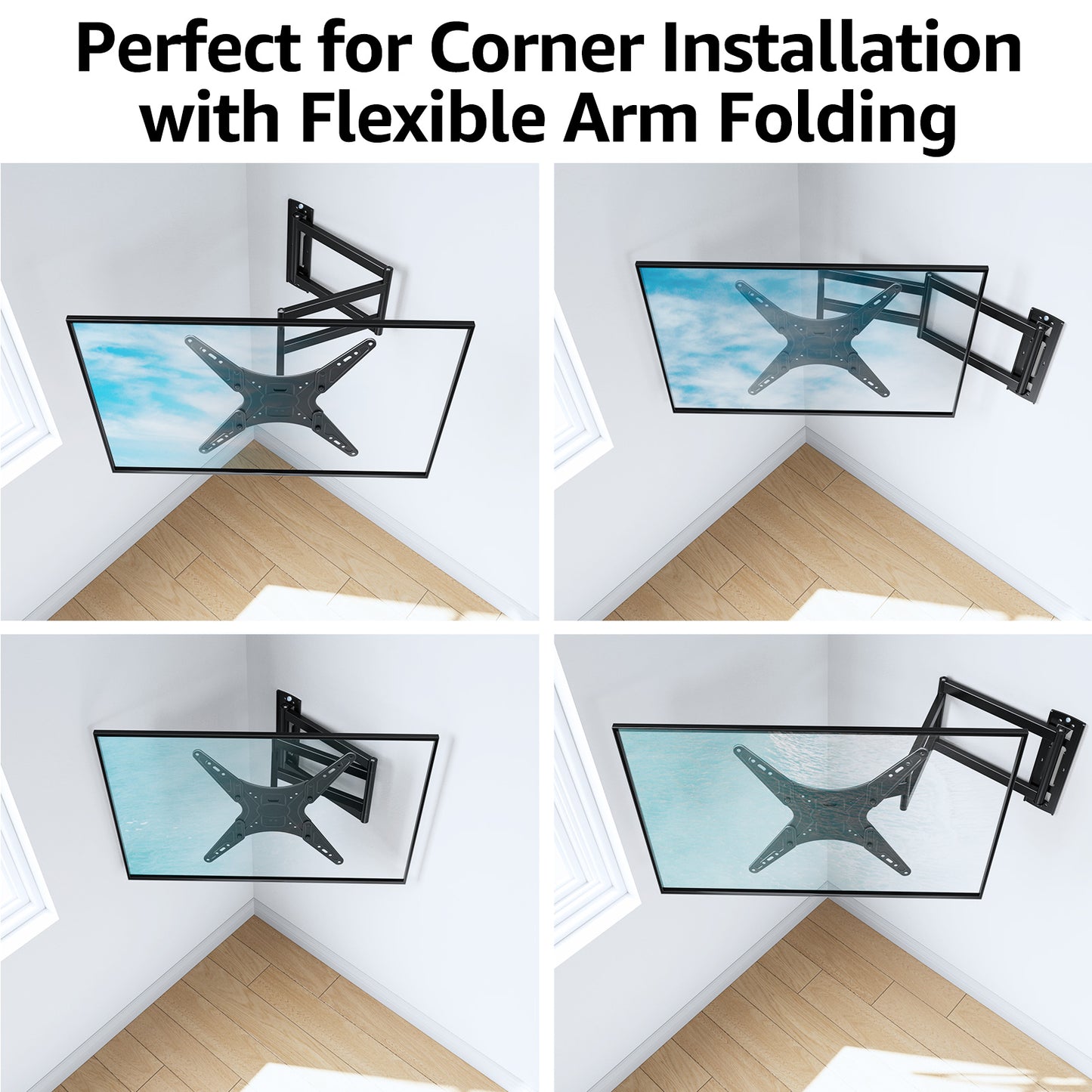 MOUNT PRO Full Motion Long Arm TV Wall Mount for Most 26-65 inch TVs, Max VESA 400x400mm and 77 lbs, with 37.4 inch Swivel Extension Arm, For Single Stud