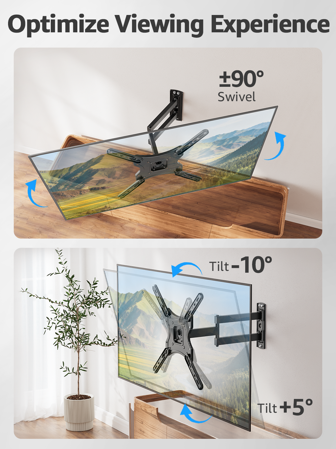 MOUNT PRO Full Motion TV Wall Mount for Most 20-55 inch Flat Curved TVs,Tilting TV Mount with Swivels Articulating Arms Max VESA 400X400mm, 77lbs