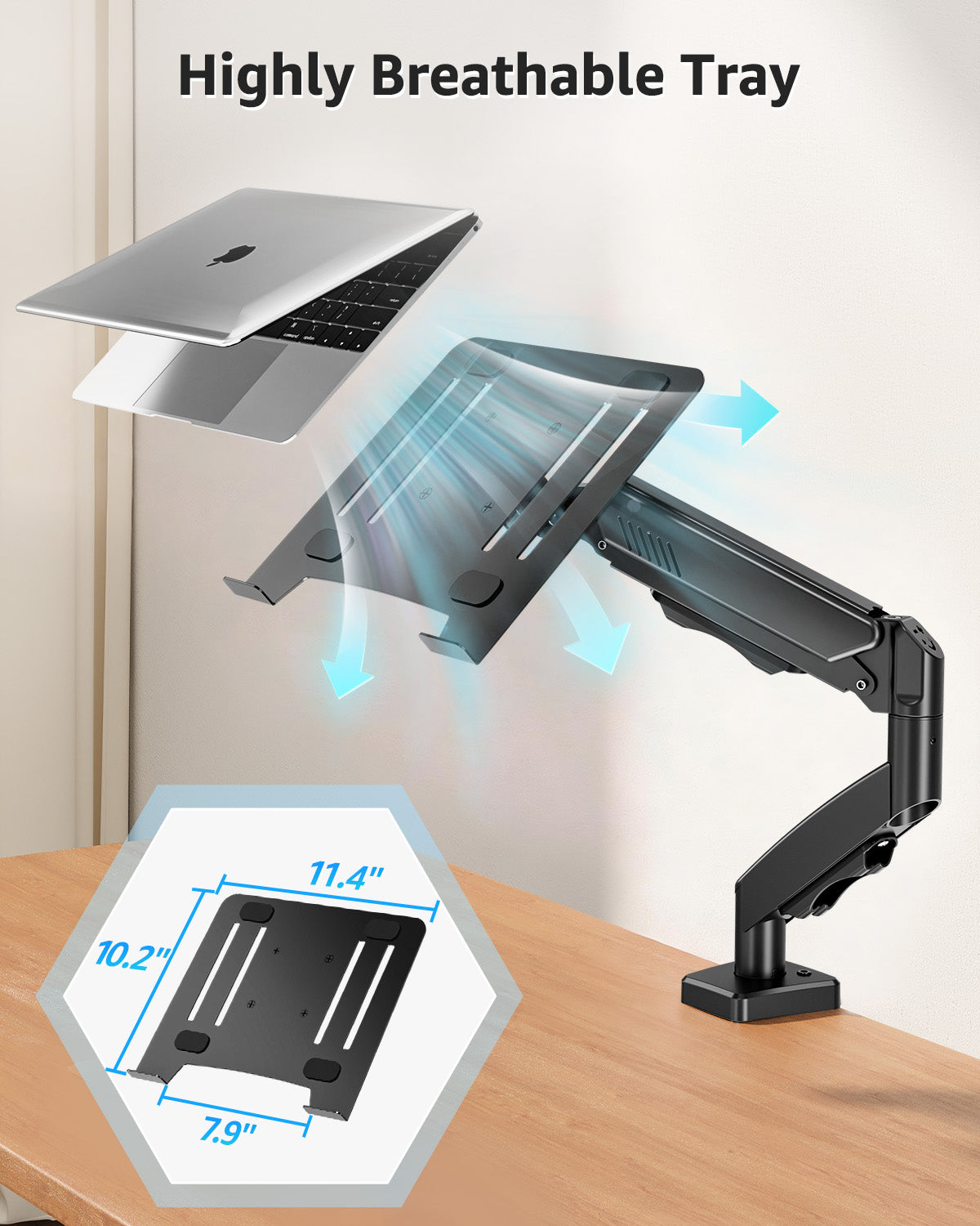 MOUNT PRO Laptop Desk Mount Stand Fits Max 17" Notebook and 32" Computer Screen, 2-in-1 Adjustable Monitor Arm with Laptop Holder, VESA 75x75 100x100, Holds up to 19.8lbs