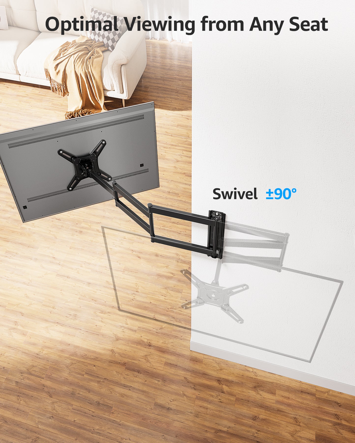 MOUNT PRO Full Motion Long Five-Arm TV Wall Mount for Most 13-42 inch Flat Curved TVs,Tilting TV Mount with Swivels Articulating Arms Max VESA 200X200mm, 44lbs
