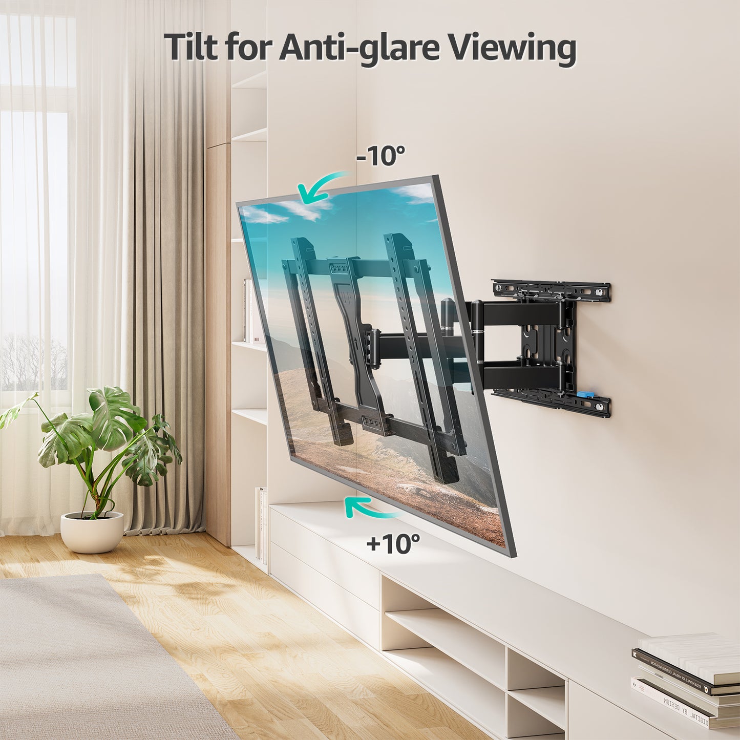 MOUNT PRO Heavy Duty Ultra-Slim Full Motion TV Wall Mount for Most 37-90 Inch TVs up to 132lbs, Max VESA 600x400mm, Six-Arm Bearing Smooth Swivel TV Mount