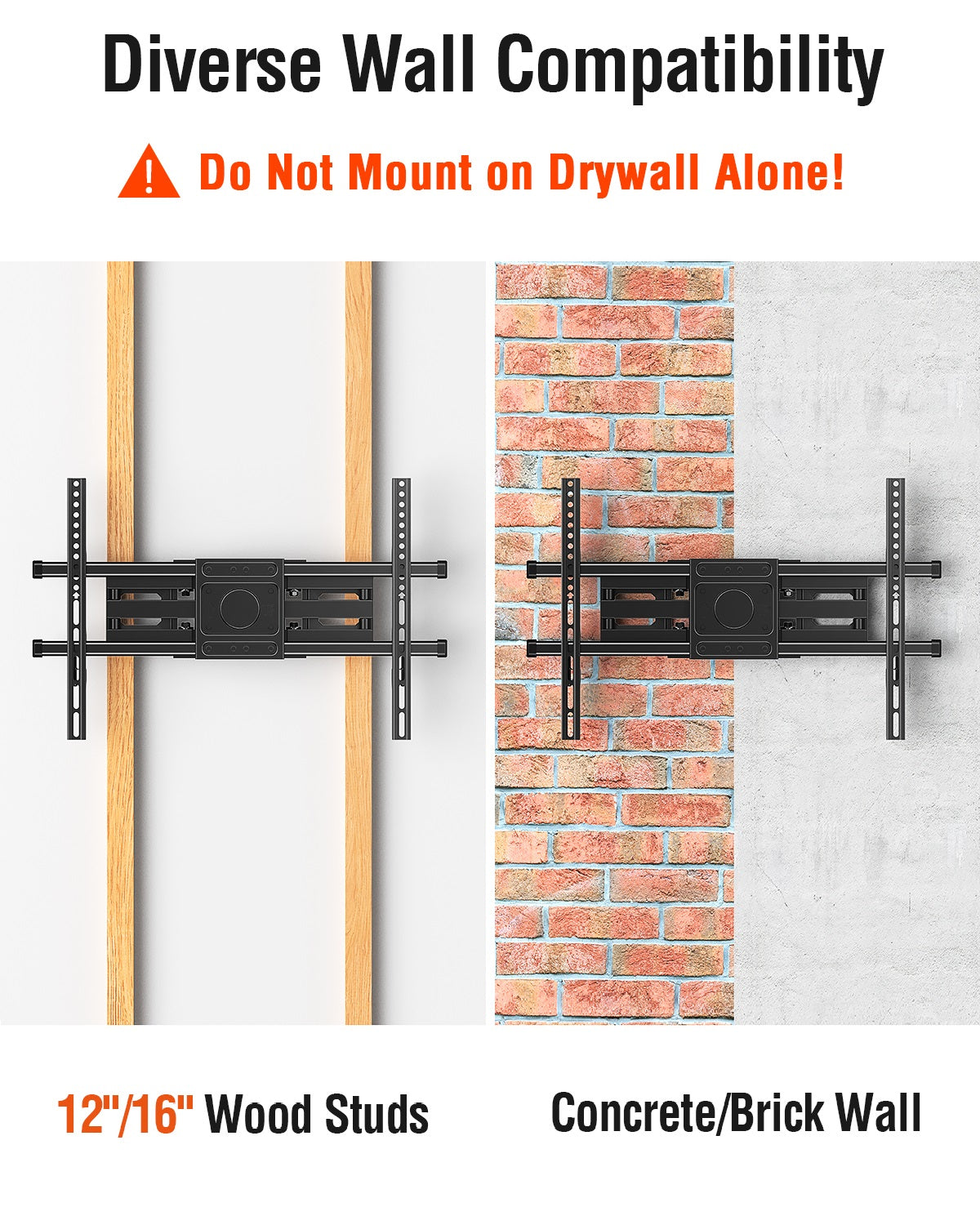 MOUNT PRO Full Motion TV Wall Mount for Most 42-82 inch TVs, Wall Mount Bracket with Articulating Swivel and Tilt, Max VESA 600x400mm, Holds up to 110lb