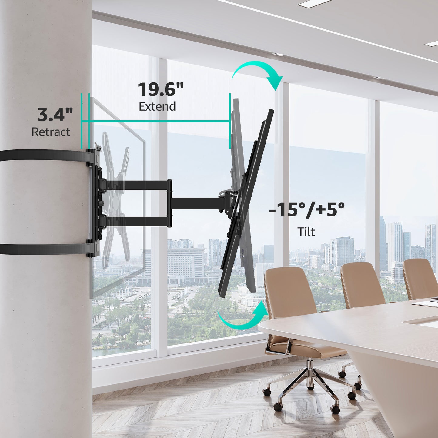 MOUNT PRO No-Drill TV Mount for Gazebo & Pillars - Full Motion Swivel & Tilt for 26-60 Inch TVs, Secure Strap-On Column Mount Fits Round/Square Posts, Holds 77 lbs, VESA 400x400