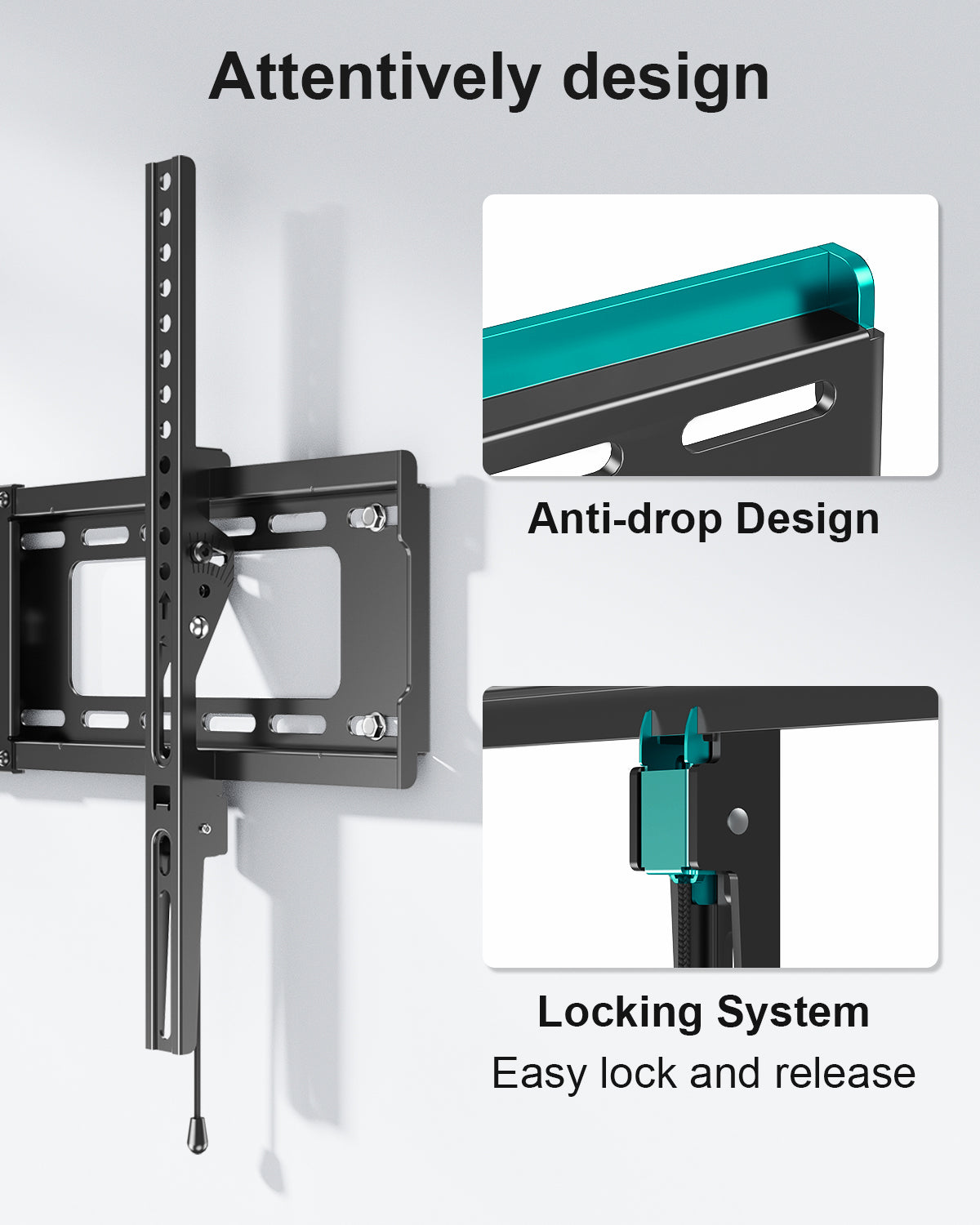 MOUNT PRO Large Tilting TV Wall Mount for Most 37-82 Inch TVs, Universal Low Profile TV Mount TV Bracket Holds up to 132lbs, Max 600x400mm, Fit 16", 18", 24" Stud