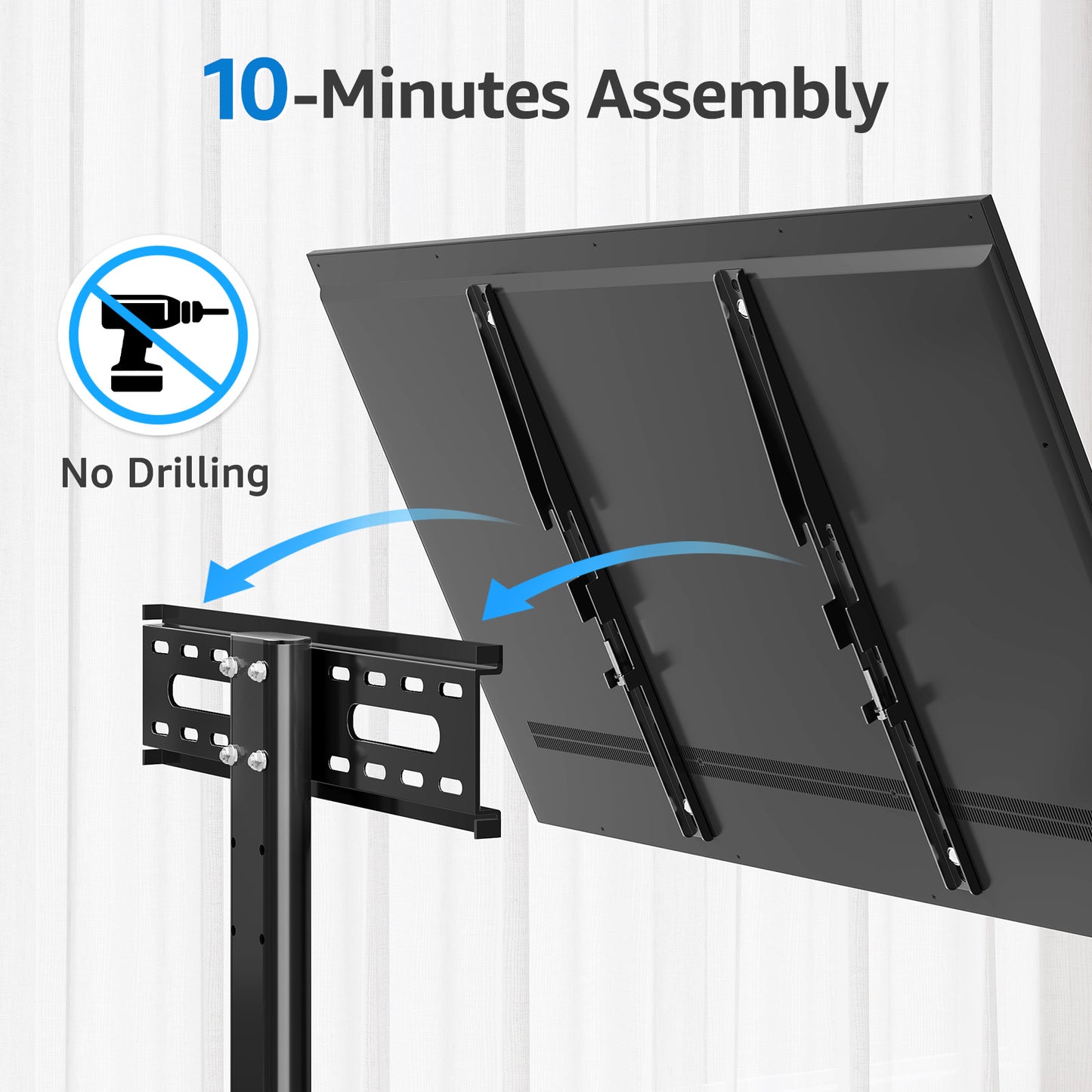 MOUNT PRO Universal Tabletop TV Stand for 24-60 inch TVs Flat Screens, Desktop TV Base with 5 Level Height Adjustable Tempered Glass Base Holds up to 88 lbs