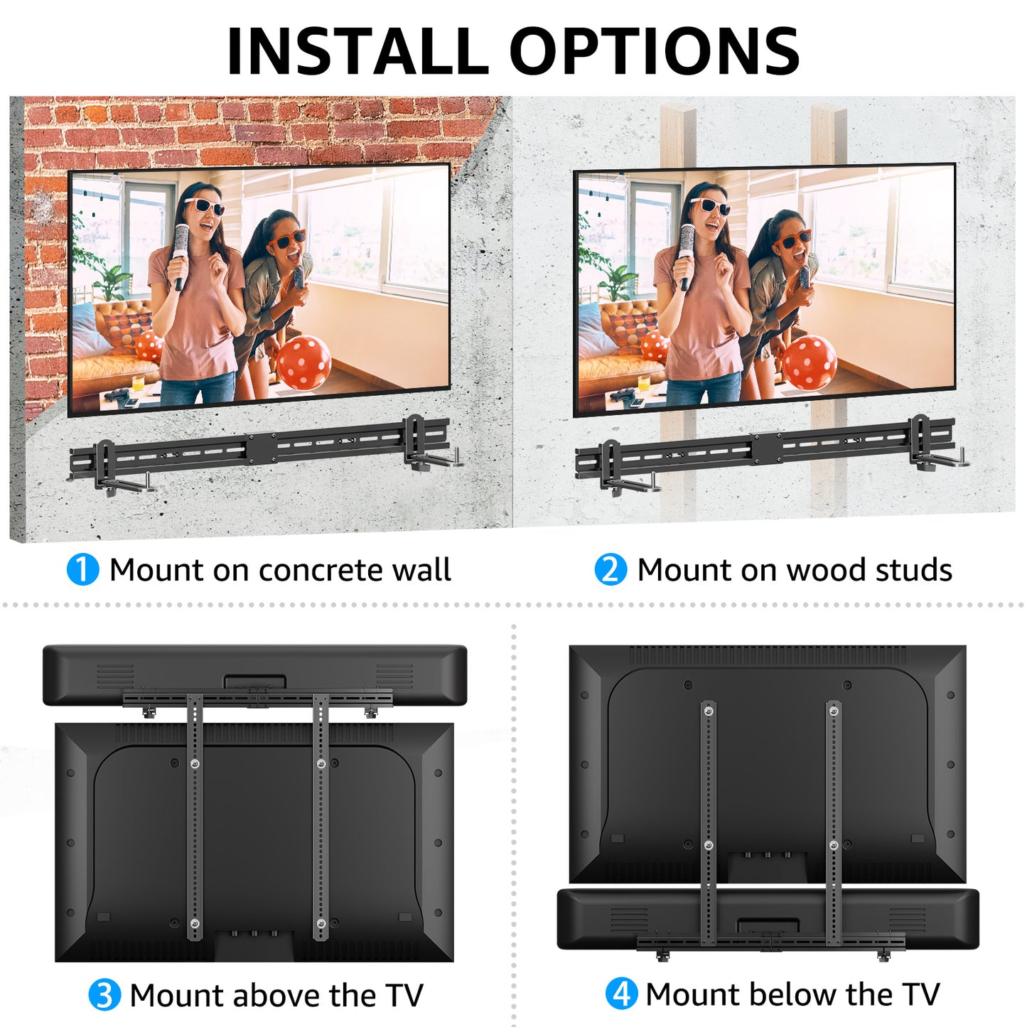 MOUNT PRO Universal Soundbar Mount, Sound Bar TV Bracket with 31.5" Longer Bracket Mounting Above or Under TV with/Without Holes, 6.5" Holder Swivel to Fit Various Soundbar, Up to 13 LBS