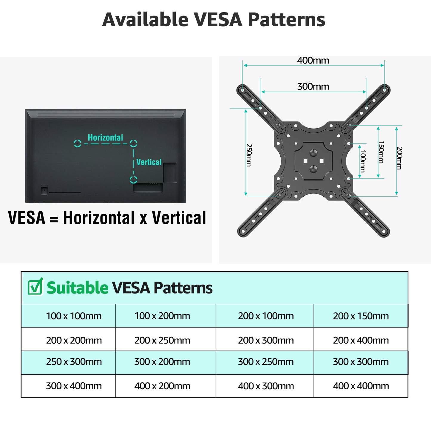 MOUNT PRO Ceiling TV Mount for Most 26-65 inch TVs, 8 Height Adjustable Settings Full Motion Swivel and Tilt Hanging TV Wall Mount Bracket, Max VESA 400x400mm, Holds up to 99 lbs