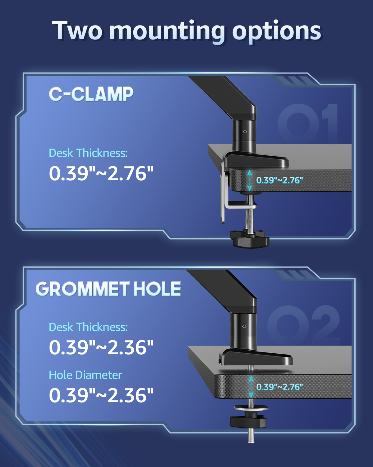 MOUNT PRO Monitor Arm Heavy Duty Gas Spring Monitor Mount for Ultrawide Monitors up to 42 Inch, VESA Mount Desk Monitor Stand Supports 4.4-33 lbs