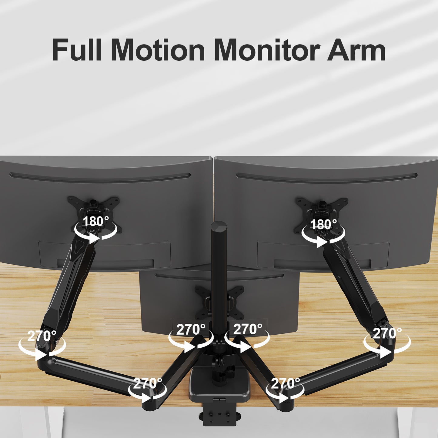 MOUNT PRO Gas Spring Arm Triple Desk Monitor Mount with Dual C-Clamp for 3 Screens up to 32 Inches, Supports 4.4-19.8 lb Display for Home Office & Gaming
