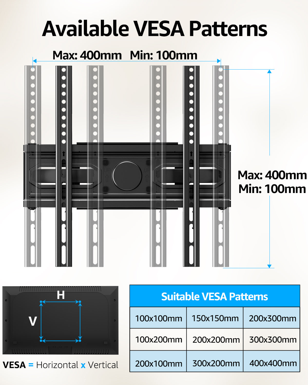 MOUNT PRO Full Motion TV Wall Mount for Most 26-70 Inch TVs, Holds up to 99 lbs, Max VESA 400x400mm, Fits 16" Wood Stud