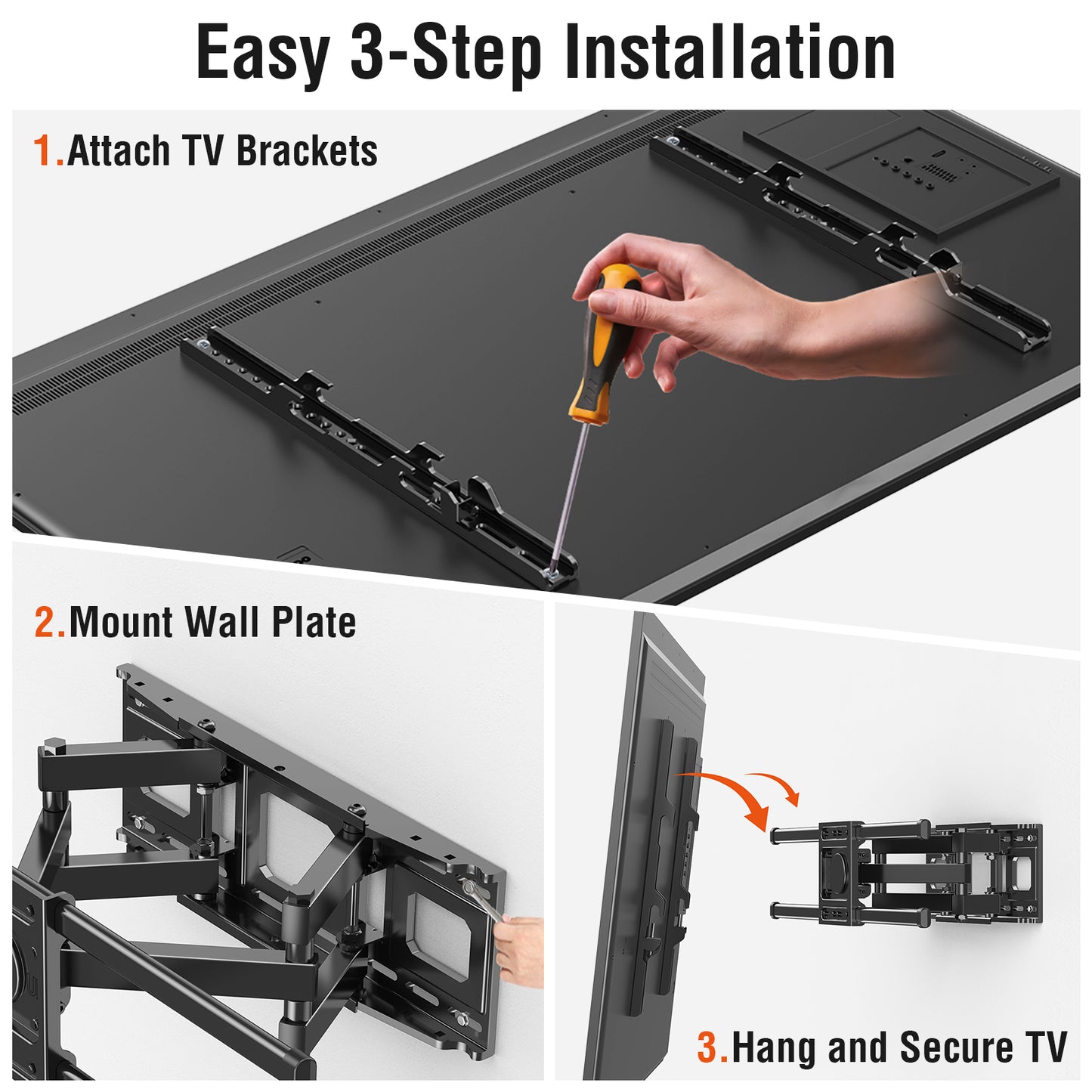 MOUNT PRO Full Motion TV Wall Mount for Most 42-82 inch TVs, Wall Mount Bracket with Articulating Swivel and Tilt, Max VESA 600x400mm, Holds up to 110lb