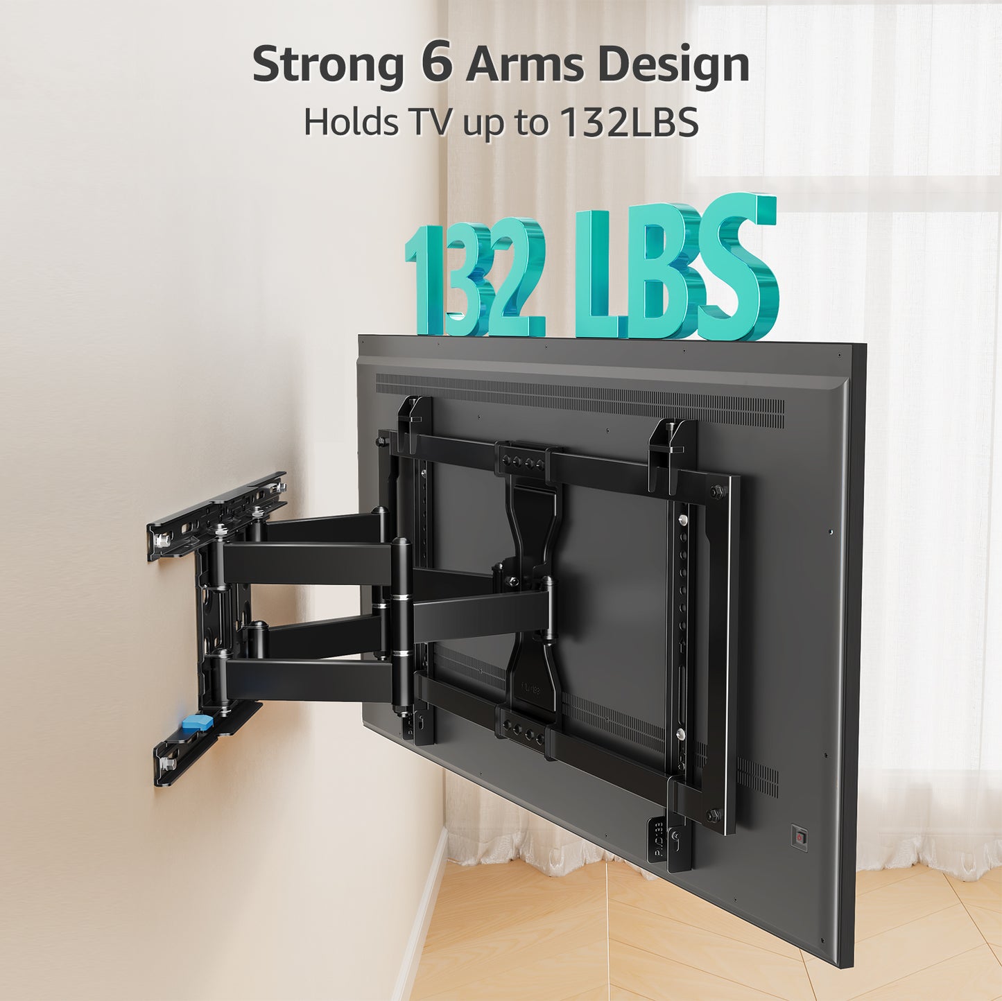 MOUNT PRO Heavy Duty Ultra-Slim Full Motion TV Wall Mount for Most 37-90 Inch TVs up to 132lbs, Max VESA 600x400mm, Six-Arm Bearing Smooth Swivel TV Mount