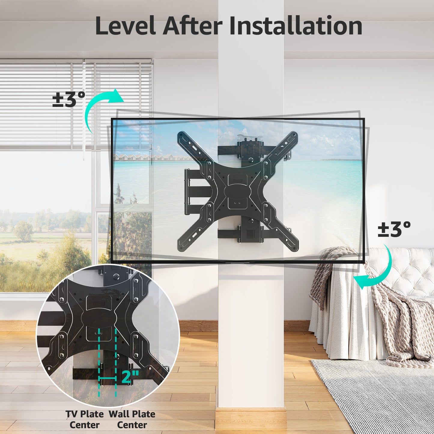 MOUNT PRO No-Drill TV Mount for Gazebo & Pillars - Full Motion Swivel & Tilt for 26-60 Inch TVs, Secure Strap-On Column Mount Fits Round/Square Posts, Holds 77 lbs, VESA 400x400