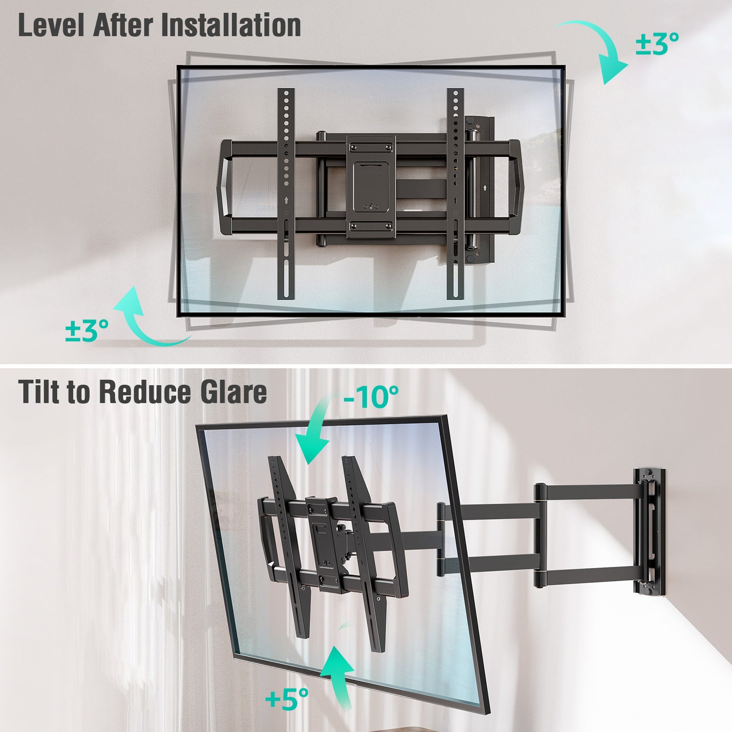 MOUNT PRO Full Motion TV Wall Mount 37.9" Long Arm TV Wall Mount for Most 42-75 Inch TVs, Max VESA 600x400mm and 99lbs Corner TV Wall Mount with Long Extension & Tilt & Swivel Articulating Arm