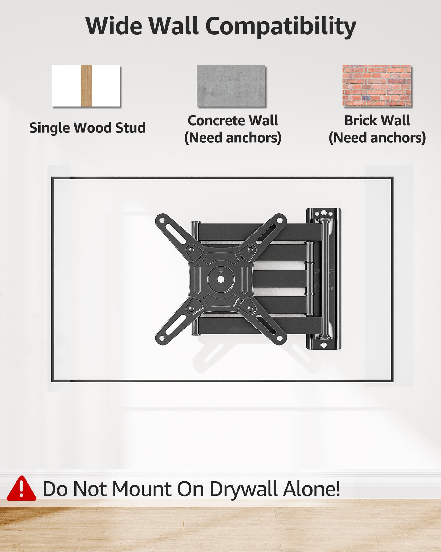 MOUNT PRO Full Motion Long Five-Arm TV Wall Mount for Most 13-42 inch Flat Curved TVs,Tilting TV Mount with Swivels Articulating Arms Max VESA 200X200mm, 44lbs