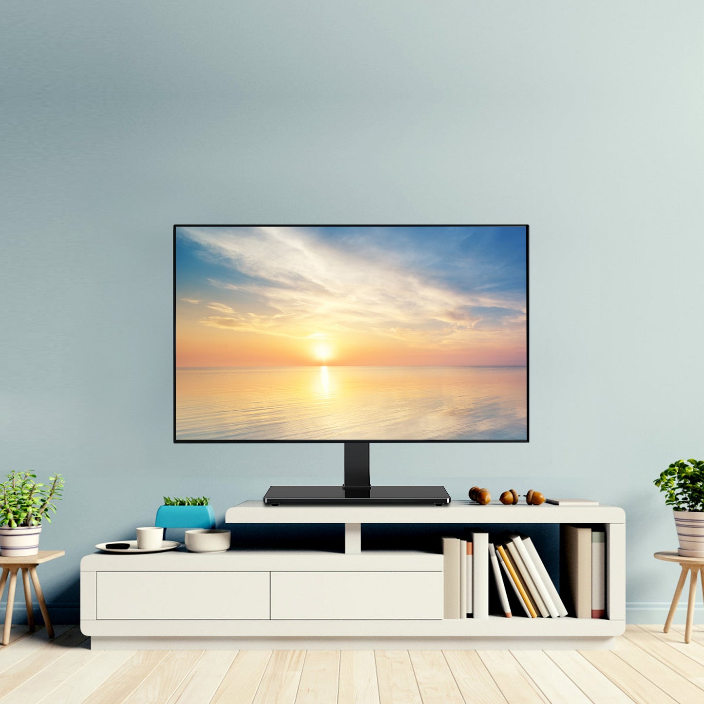 MOUNT PRO Universal Table Top TV Stand for 37-75" TVs Flat Screen with 9 Height Adjustable, Desktop TV Base with Tempered Glass Base, Max 600x400mm, Holds up to 88 lbs