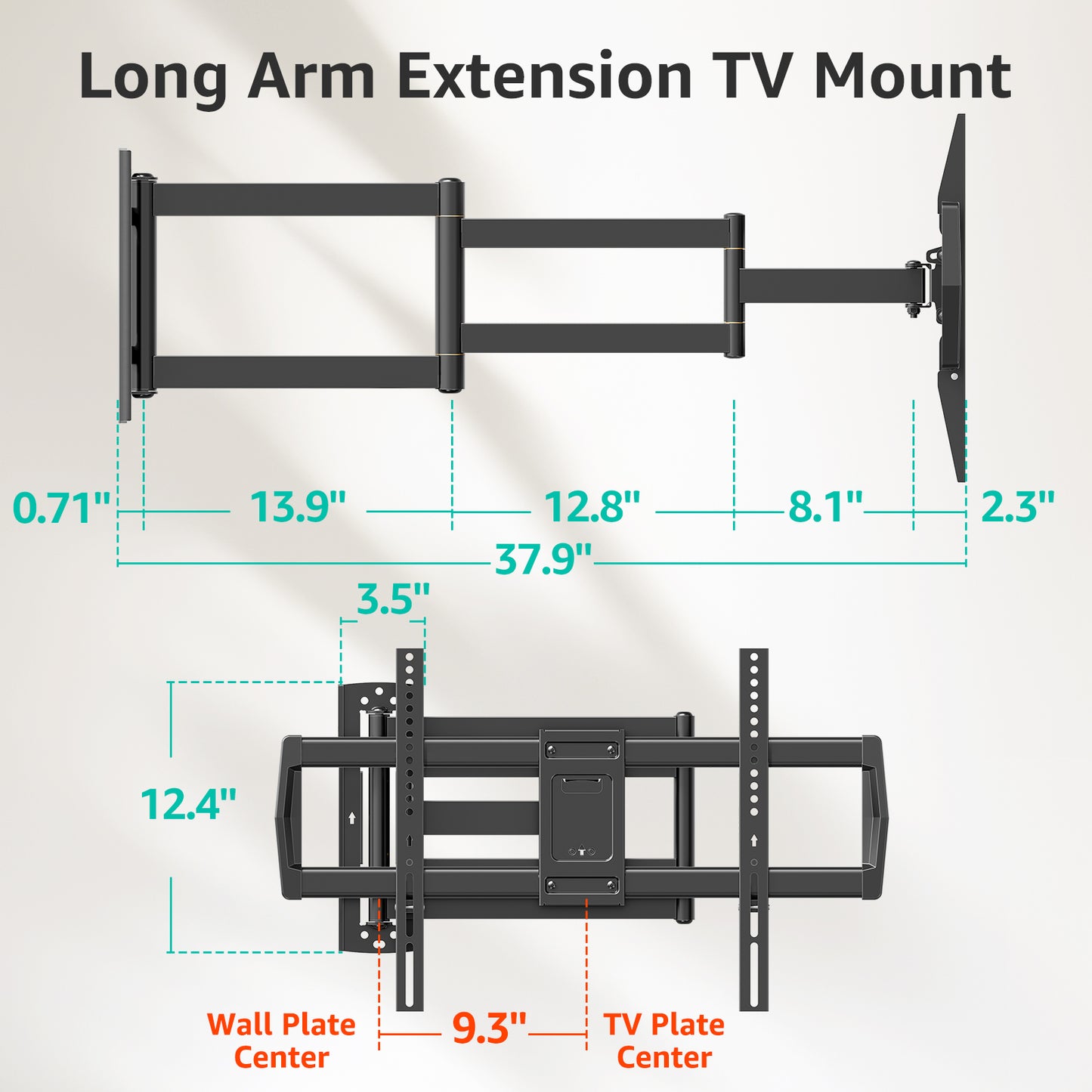 MOUNT PRO Full Motion TV Wall Mount 37.9" Long Arm TV Wall Mount for Most 42-75 Inch TVs, Max VESA 600x400mm and 99lbs Corner TV Wall Mount with Long Extension & Tilt & Swivel Articulating Arm