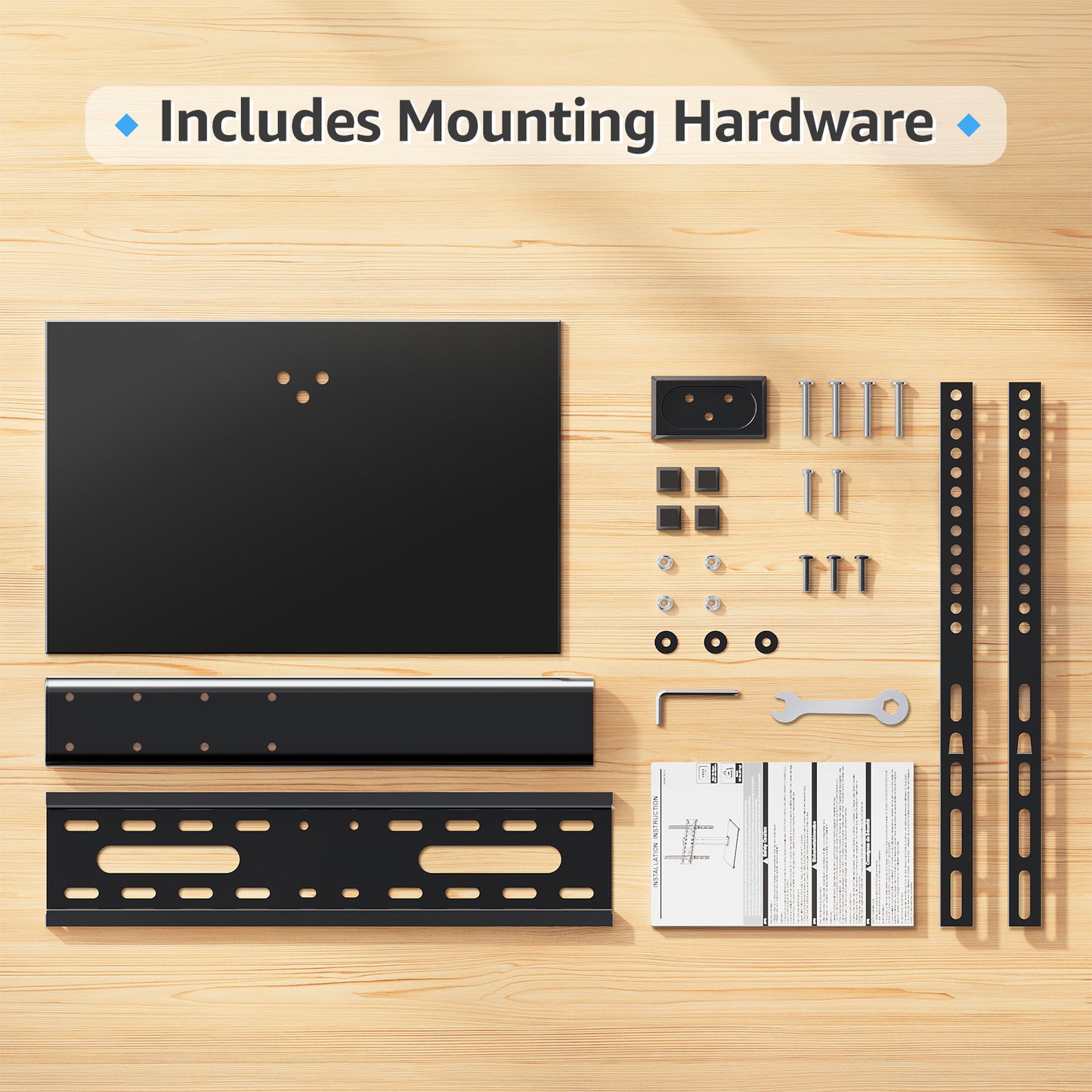 MOUNT PRO Universal Tabletop TV Stand for 24-60 inch TVs Flat Screens, Desktop TV Base with 5 Level Height Adjustable Tempered Glass Base Holds up to 88 lbs