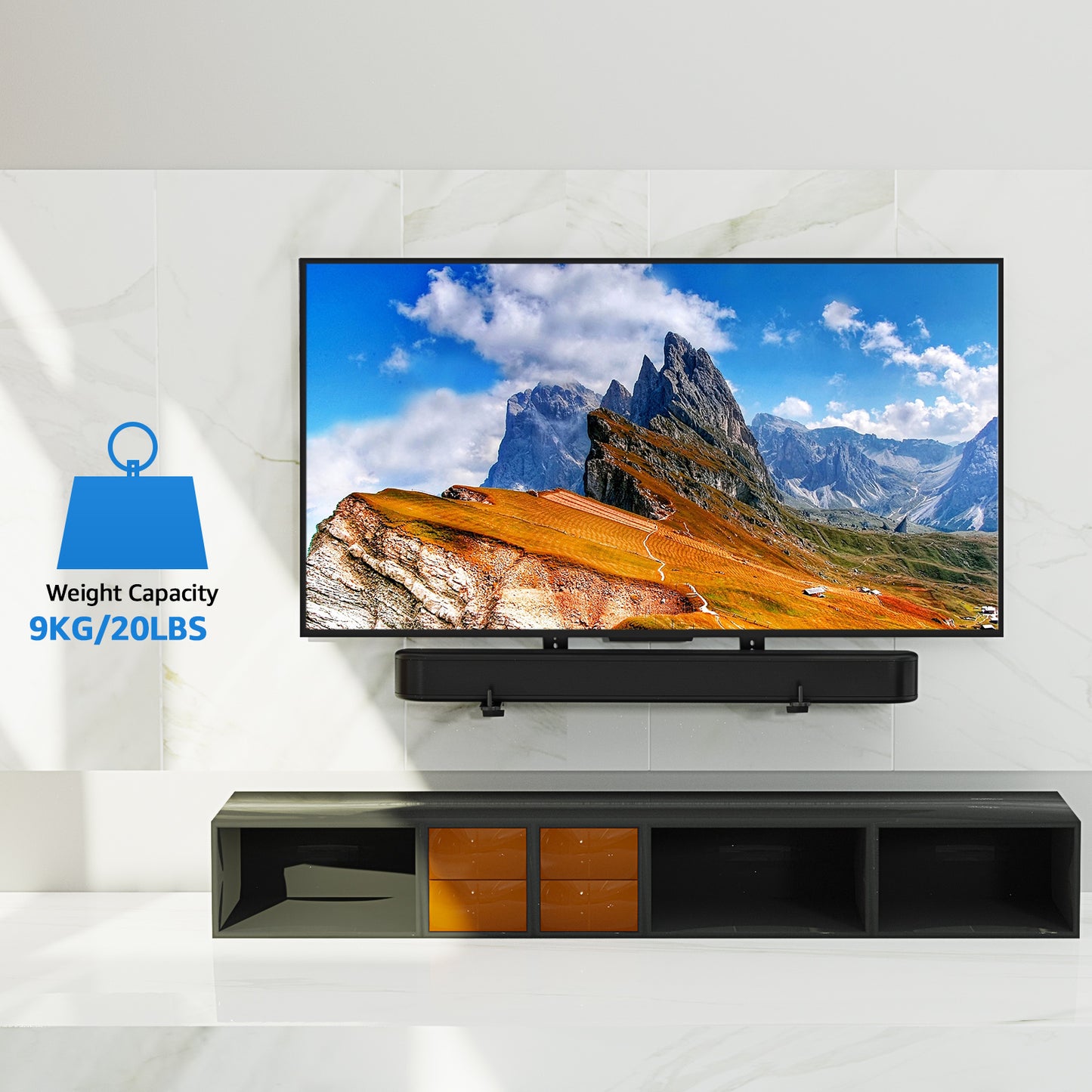 MOUNT PRO Universal Soundbar Mount, Sound Bar TV Bracket with 17.7" Longer Bracket Mounting Above or Under TV with/Without Holes, 6.5" Holder Swivel to Fit Various Soundbar, Up to 20 LBS